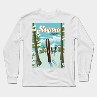 Nagano Japan Ski poster Long Sleeve T-Shirt